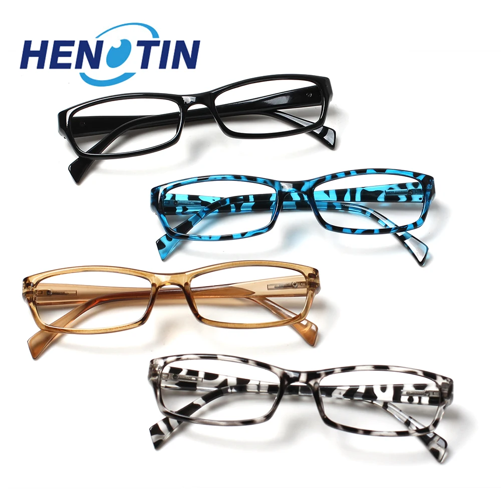 

Henotin Fashion Rectangular Reading Glasses Spring Hinge Men and Women with Frame Decorative Eyeglasses Prescription HD Reader