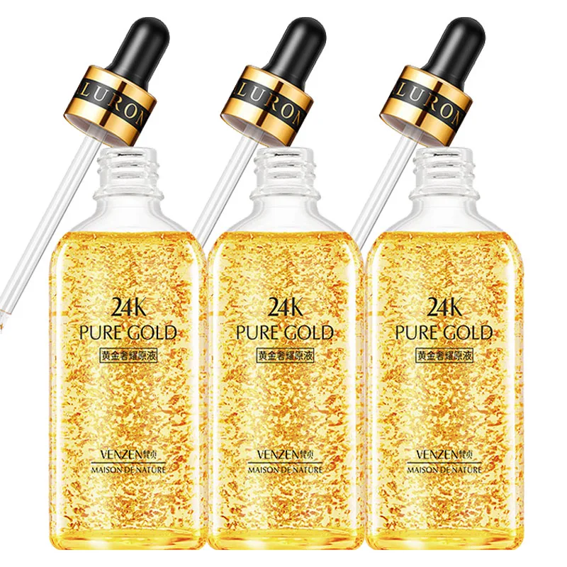 

3pcs VENZEN 24K Gold Facial Essence Liquid Moisturizing Firming Anti Wrinkle Face Serum Beauty Facial Skin Care Products