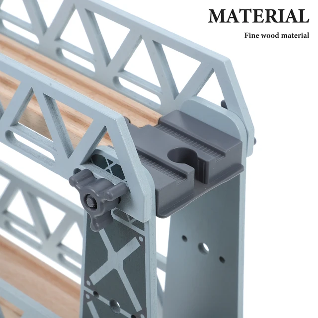 Wooden Train Bridge Compatible Track Double Layer Easy Assembly Educational Toy Model Train Remote Control 2