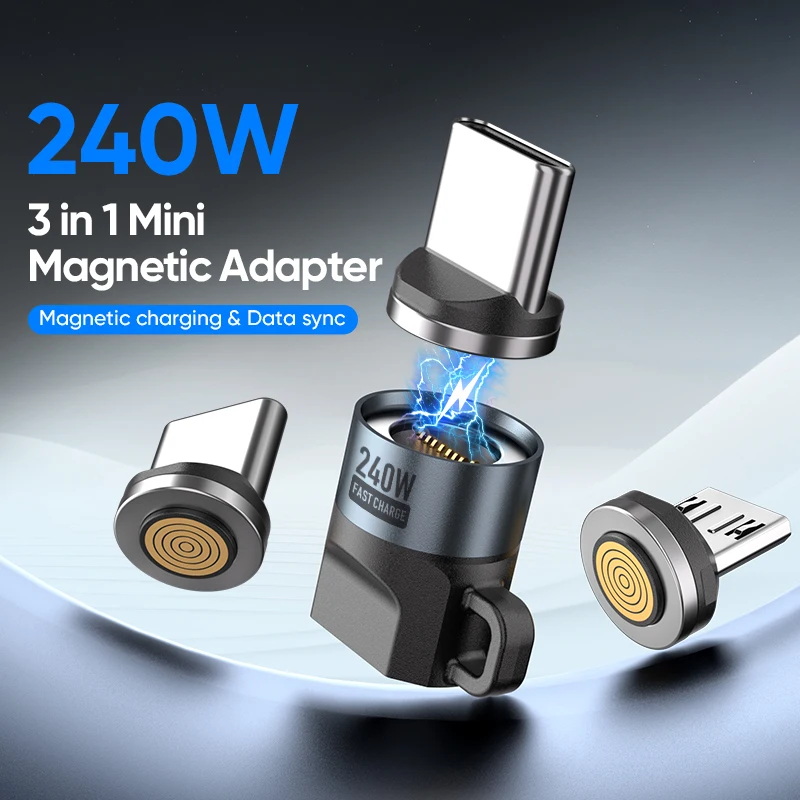 High-Power 240W USB-C Magnetic Fast Charging Adapter with 360° Rotation