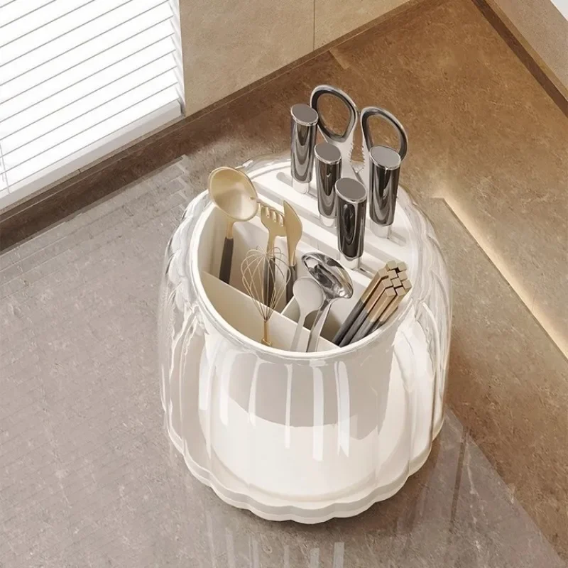 Rotating Knife Holder Kitchen Multifunctional Chopsticks Spoon Knife Partition Drain Storage Rack Storage Rack 2