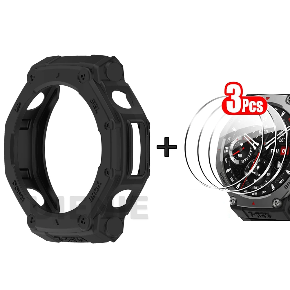Enhanced Soft TPU Protector Case with Toughened Glass for Smartwatch - Durable Hollow Protection Shell Frame