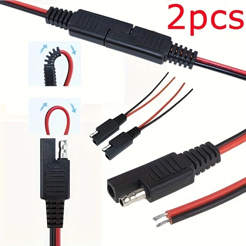 SAE Connector Extension Cable SAE Quick Connector Disconnect Plug Power Automotive Extension Cable Solar Panel Wire 2pcs