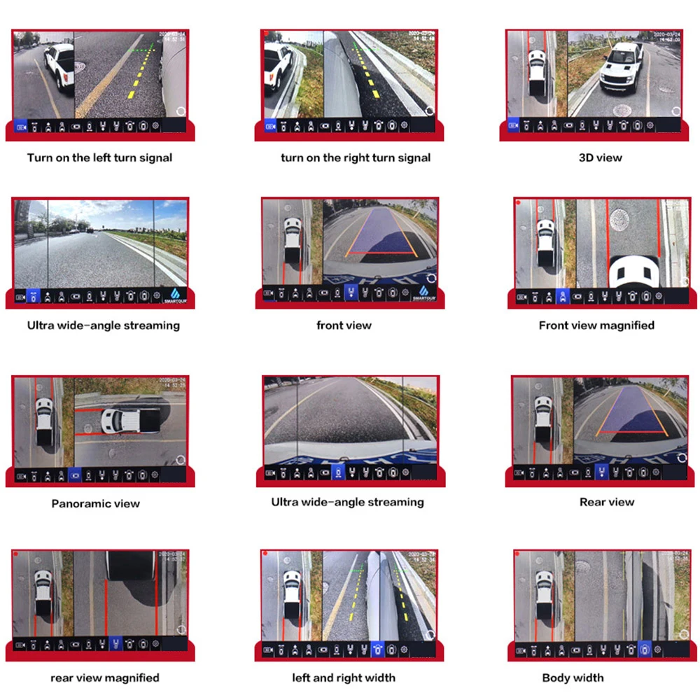 HD 1080P 3.5D 360 Degree Bird View Panorama System Cameras Car Parking Surround View Video Recorder DVR Monitor UHD 4K