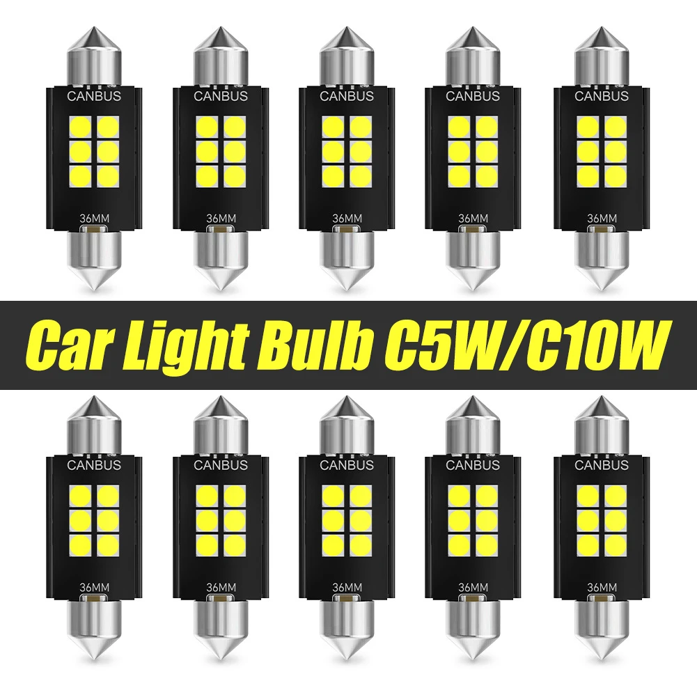 

2PSC Car Interior Light C10W 12V 3030 C5W Canbus Bulb 31mm 36mm 39mm 41mm 6SMD Reading License Plate Dome light