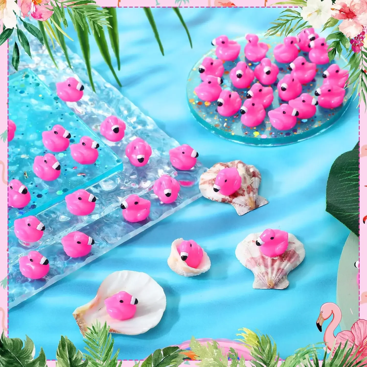 100PCS Mini Resin Frogs Flamingos and Duck Animal Miniatures - Fairy Garden Ornament, Micro Landscape DIY Crafts Potted Decor 3