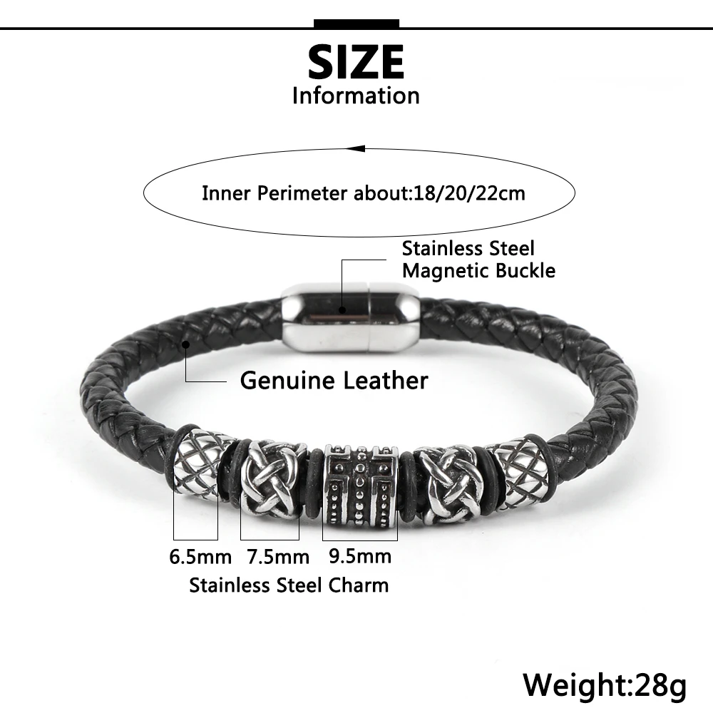 Luxury Stainless Steel Men Punk Bracelet Leather Wrap Woman Jewelry Pulseiras Masculina Pulseras De Acero Inoxidable Para Mujer