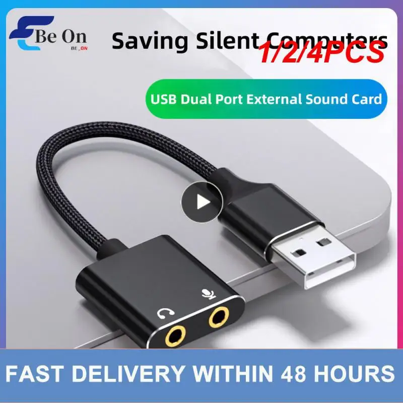 Vention 사운드 카드 USB 오디오 인터페이스 외장 사운드 카드, 노트북 스피커 이어폰용 USB 어댑터, USB 마이크, 3.5mm, 1 개, 2 개, 4 개
