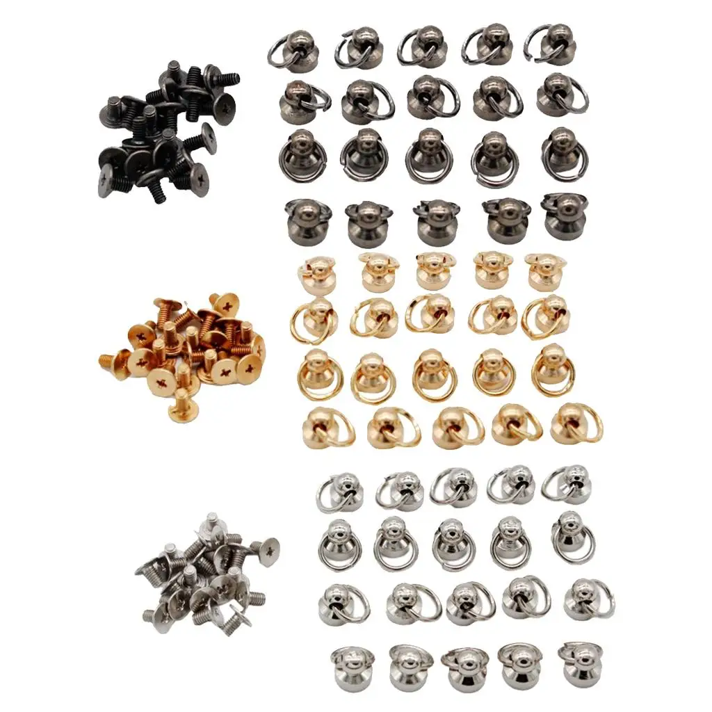 20 Sets Ball Post with Rivet Stud Round Head DIY Leather Craft