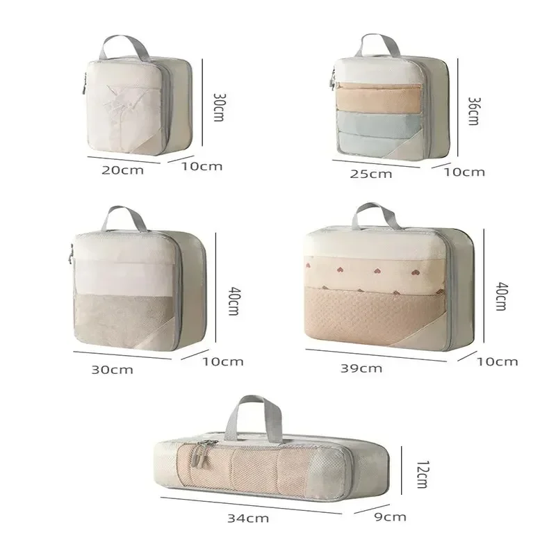 Compact Waterproof Travel Organizer Bag with Foldable Compressible Packing Cubes