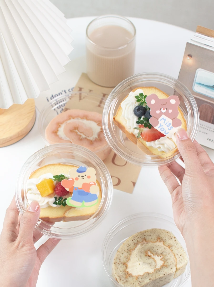 Bakery Dert Slice Paaging Box Transparent Cake Roll Wrap Single Piece Baking Pastry Mousse Multi-layer Roll Kitchen ...