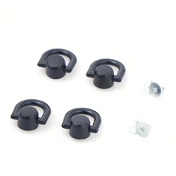 Elegant Metal D - Ring Studs for Leather Crafting and Accessories - Set of 4 (Black)