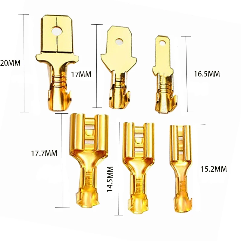 Wire connector terminals 100Pcs/Lot 2.8/4.8/6.3mm female and male crimp brass car speaker electric wire with insulating sheath