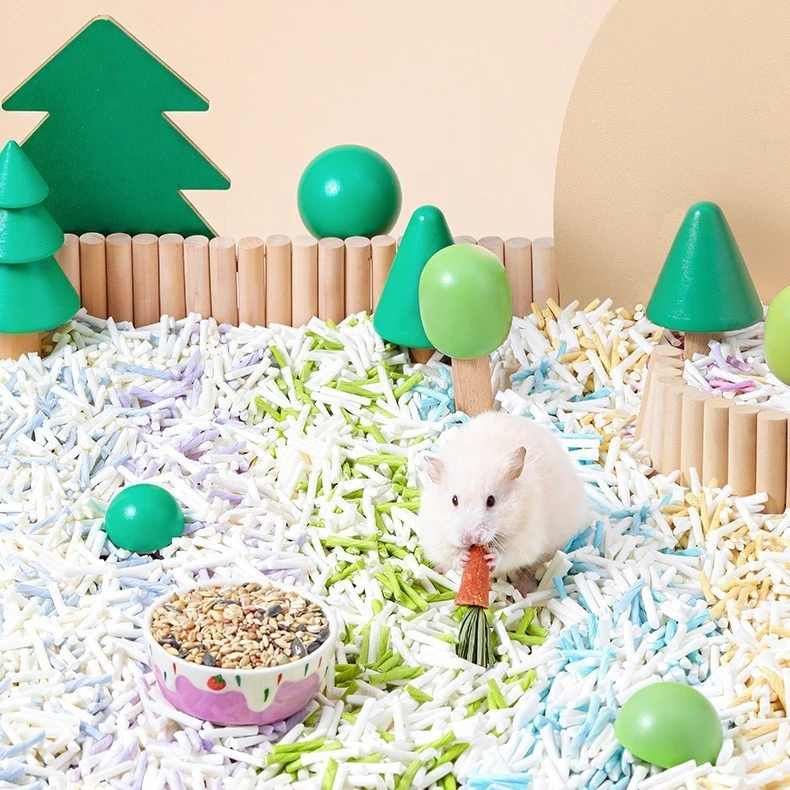 1kg Hamster House Filler Absorbent Paper Pellets Landscaping Golden Bear Cage Paper Scraps Hamster Landscaping Bottom Material