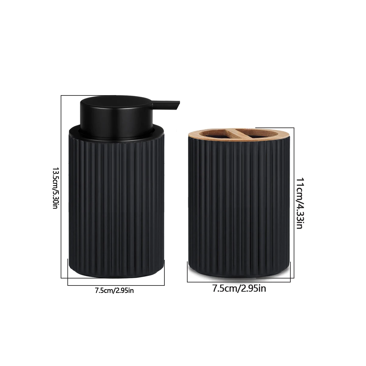 Hand Foaming Soap Dispenser Bottle 2pcs/set With Toothbrush Toothpaste Holder Morden Stripe Design Hand Dispenser Bomboo Pump Li
