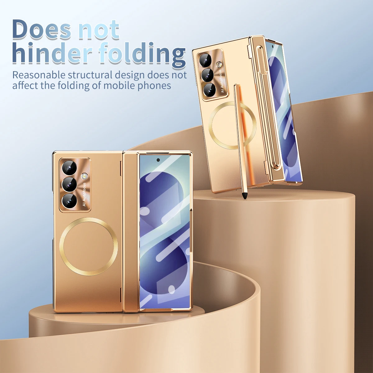Premium Magnetic Wireless Charging Phone Case with Pen Slot & Tempered Film Cover