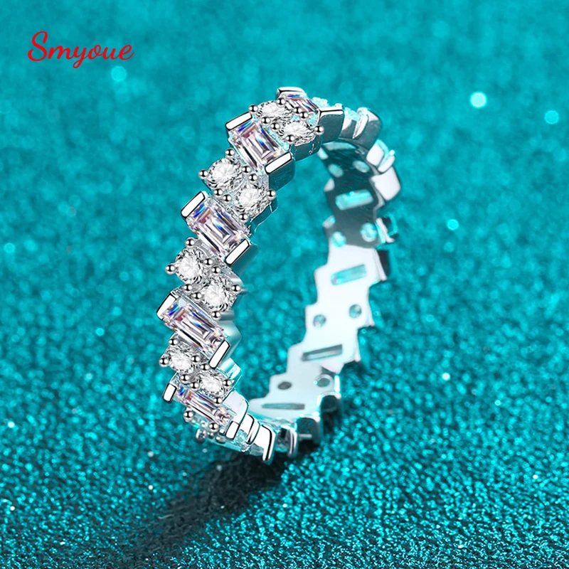 

Smyoue 100% Genuine 3.08ct Moissnaite Ring for Women Full Enternity Match Wedding Diamond Band 925 Solid Silver Stackable Rings