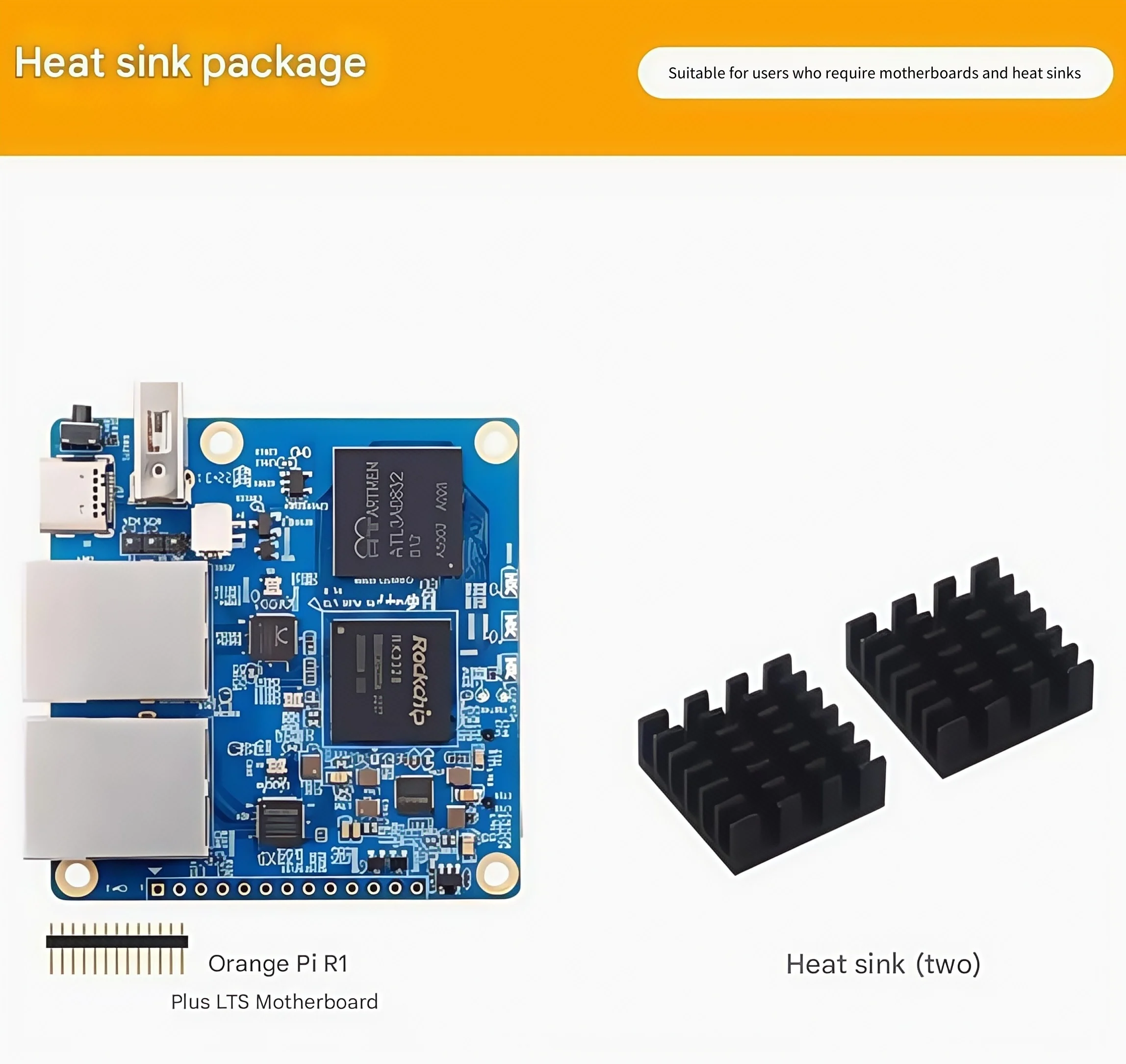 AvaCoreOrange Pi R1 Plus LTS 개발 보드, 듀얼 기가비트 이더넷 소프트 라우터, RK3328 프로세서.
