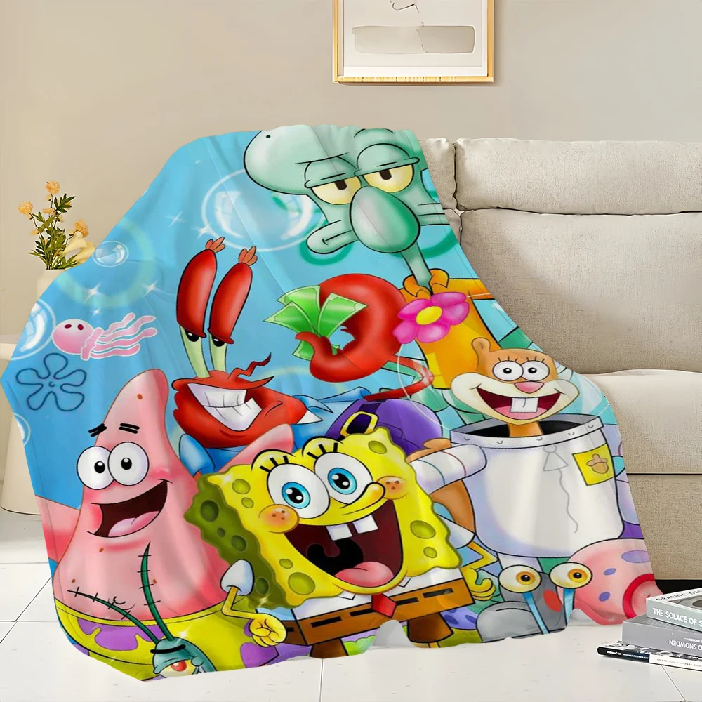 Cartoon S-Sponge B-Bobs Blanket Comfortable skin friendly soft living room bed bedroom blanket suitable for travel and gifts 4