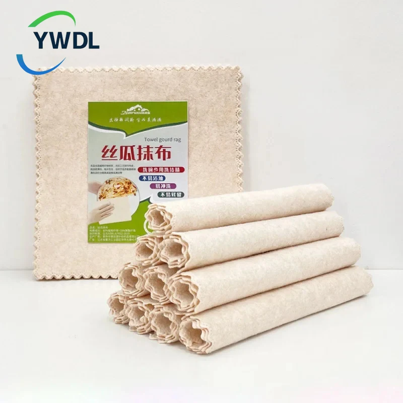 

YWDL 10pcs Cleaning Cloths Natural Luffa Plant Fiber Dishcloths Super Absorbent Kitchen Non-stick Oil Cloth Scouring Pads