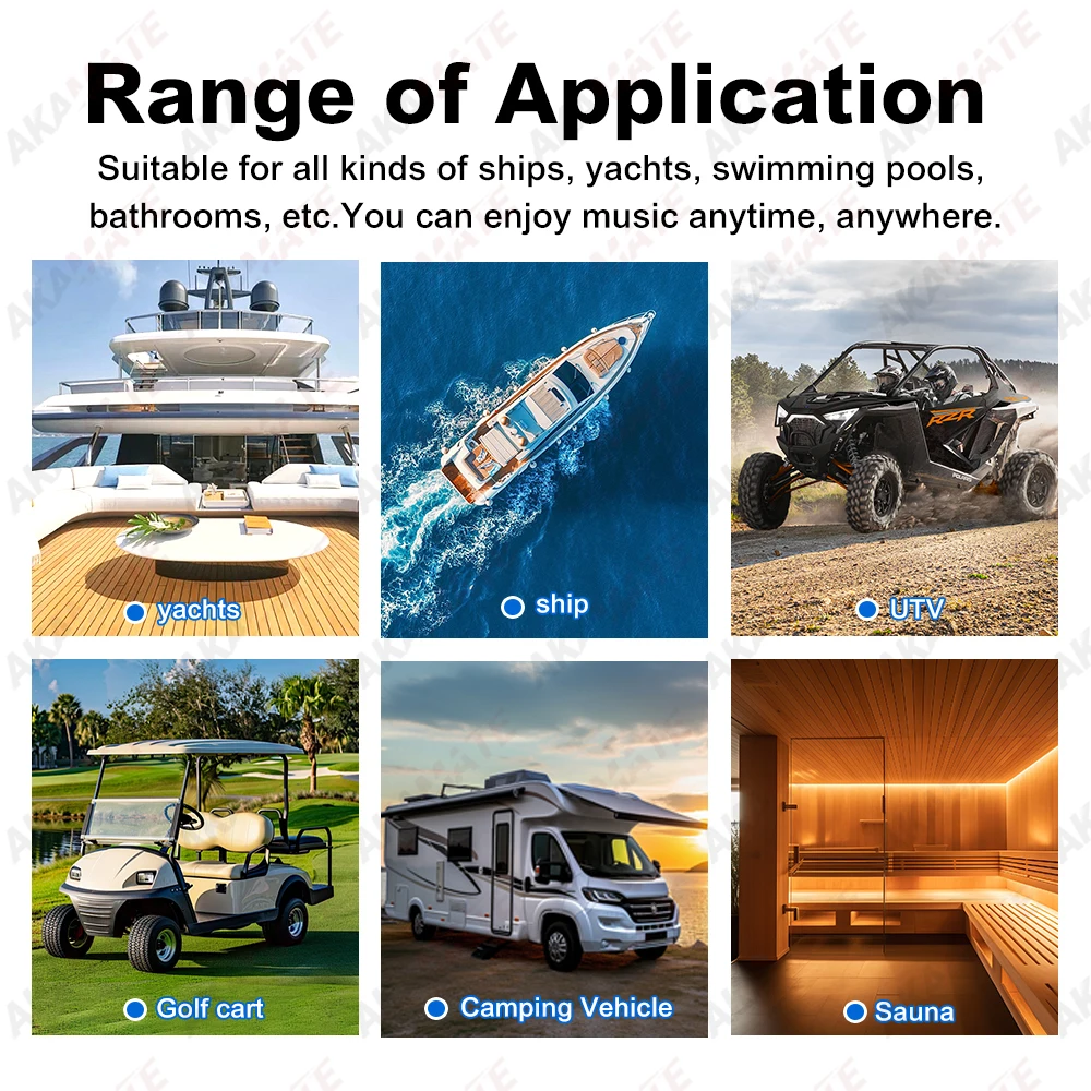 Boat Radio System Media Player Marine Radio Speaker FM AM Antenna Waterproof Bluetooth MP3 Audio For RV ATV UTV SPA RZR