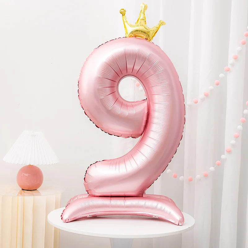 1pc 42 zoll Crown Decor Rosa/Azure Aluminium Folie Anzahl Ballon Für Geburtstag Party Dekoration Lieferungen Mädchen und jungen Feier – Detail 17