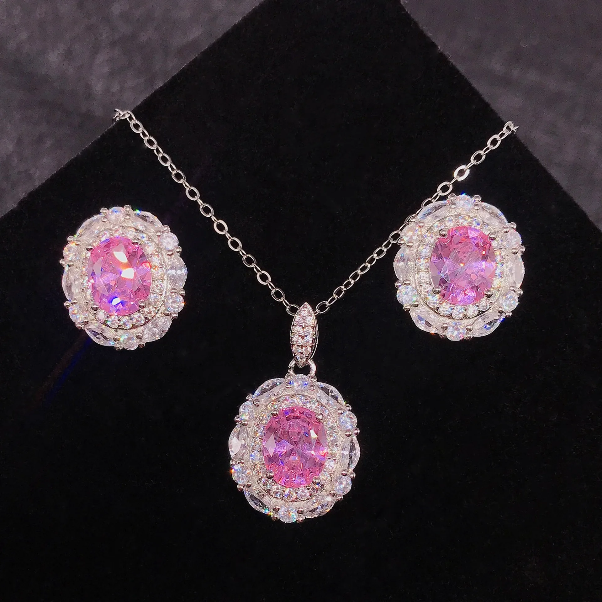 Choker Statement Necklace Earring Set Rhinestone Crystal Hot Pink | eBay