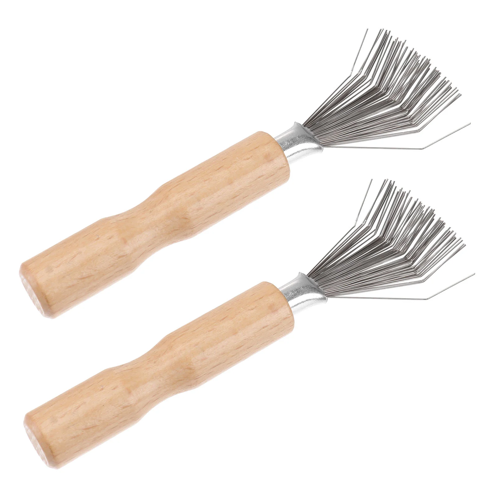 

2PCS Comb Cleaning Claws Metal Comb Hair Removal Tool Wooden Handle Comb Cleaner Cleaning Claw Cleaning Supplies