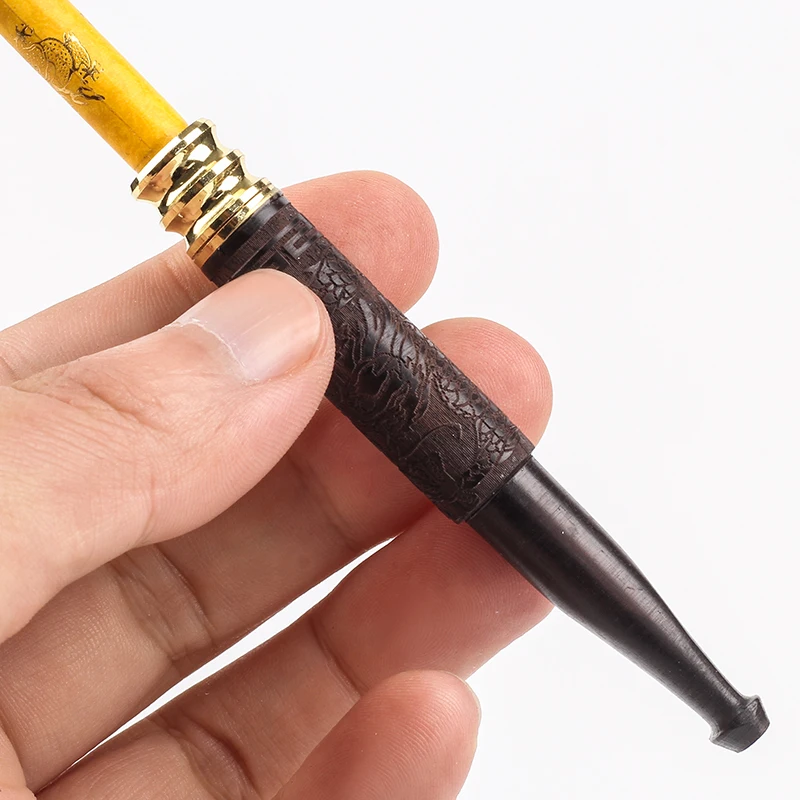 

Carved Ebony Wood Cigarette Holder Portable Cigarette Filter Smoking Pipe Herb Tobacco Pipe Narguile Smoke h2132