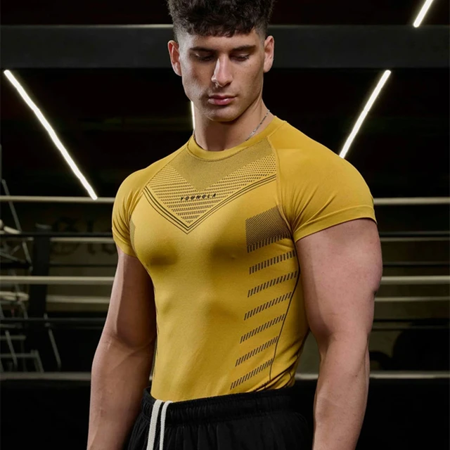 T-Shirt Mens Short Sleeves T Shirt Men Gyms Bodybuilding Skin