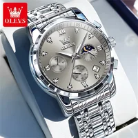 OLEVS 2858 Men Watch Luxury Brand Quartz Watch Multi functional Chronograph Waterproof Luminous Moonphase Watch Trend Men Watch