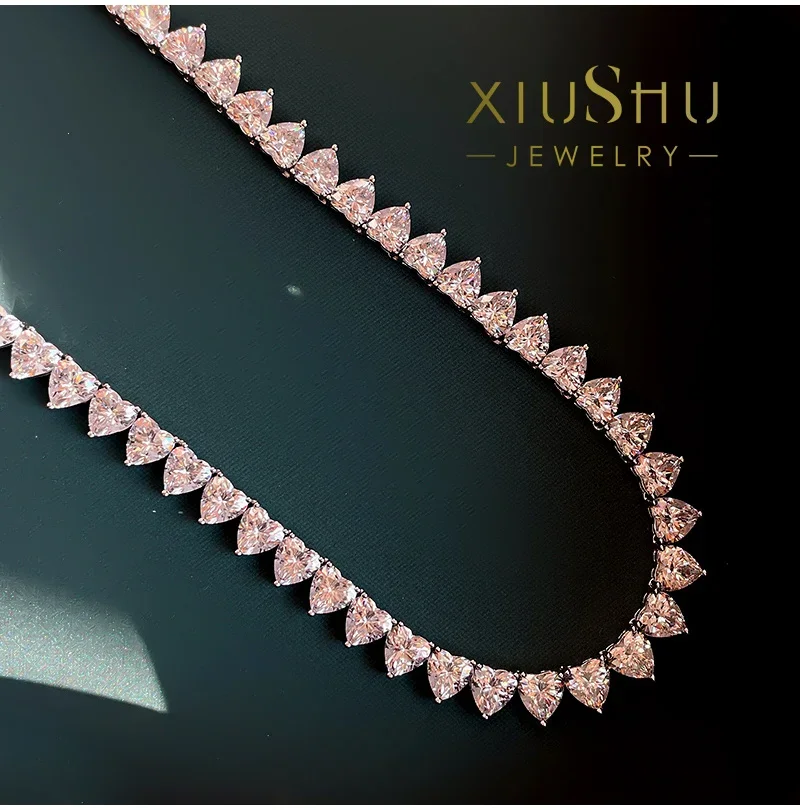 Fashion Flash High Precision All Diamond Love Necklace High Carbon Diamond 925 Silver Wedding Jewelry