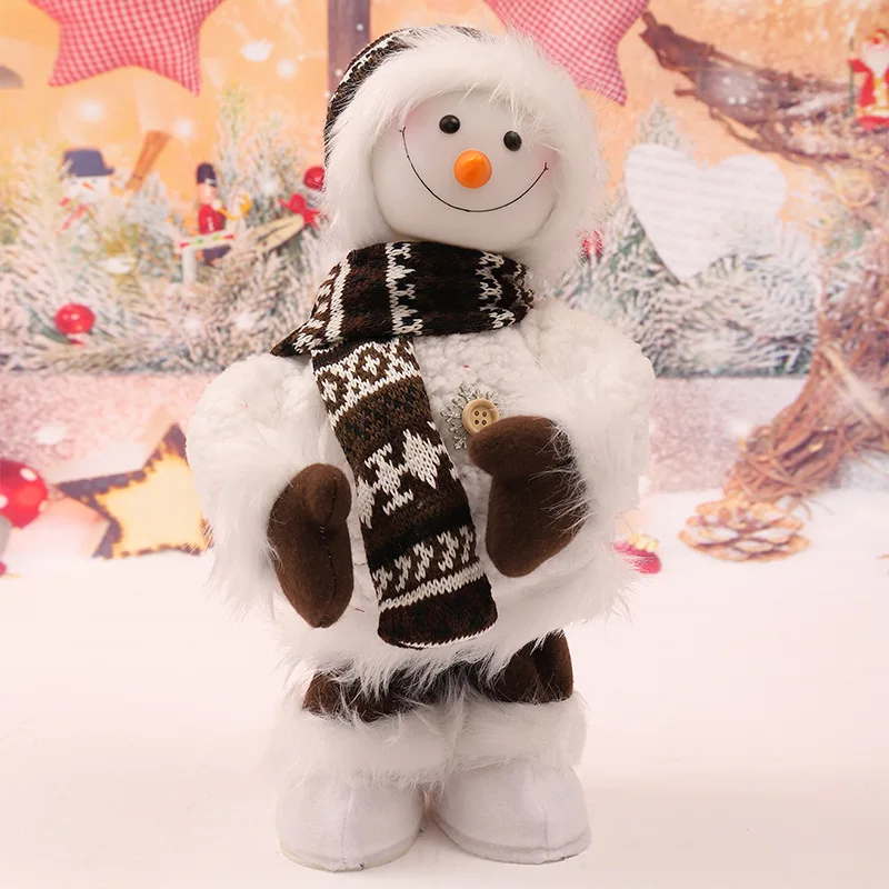 

Electric Snowman Dolls Xmas Party Decoration Cute Snowman Plush Music Toys Chirstmas Ornament Home Figurine Kids New Year Gift