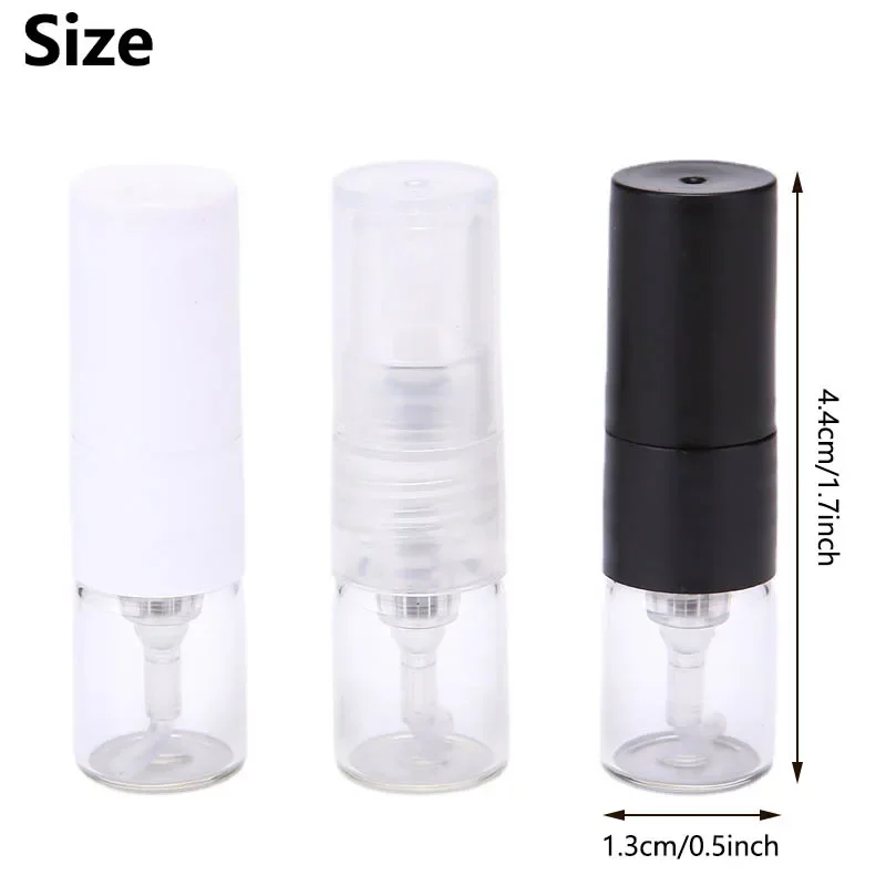 10/20/50/100Pcs 1ml Glass Spray Bottles Portable Clear Perfume Atomizer Empty Sample Refillable Bottles Travel Accessories