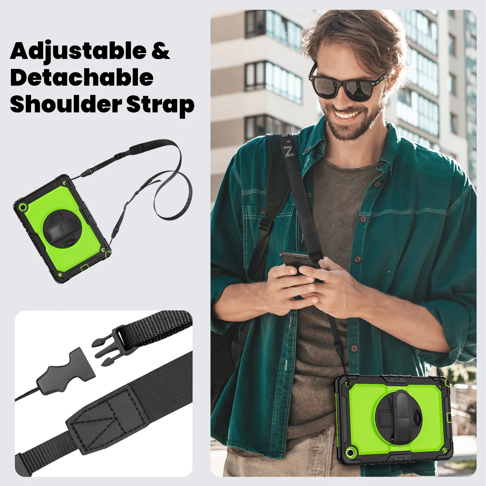 Durable Shockproof Tablet Case with Hand & Shoulder Straps - Kids Safe Cover