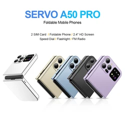 SERVO A50 PRO Flip Mobile Phone Speed Dial Flashlight Auto Call Record Type-C 2 SIM Cards GSM 2.4" Fold Cellphone Multiple Color