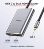 Fairikabe USB C To 2*HDMI Hub For 2 Monitors 4K@30Hz 1080P@60Hz Type C To Dual HDMI Splitter MST Fo MacBook MacOS Windows Laptop 3