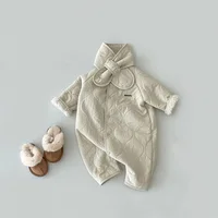 Korean Baby Jumpsuit Scarf Set Autumn Winter Lamb Wool Romper for Boys Girls Toddler Infant Clothes Loose Newborn Onesie 2Pcs 4