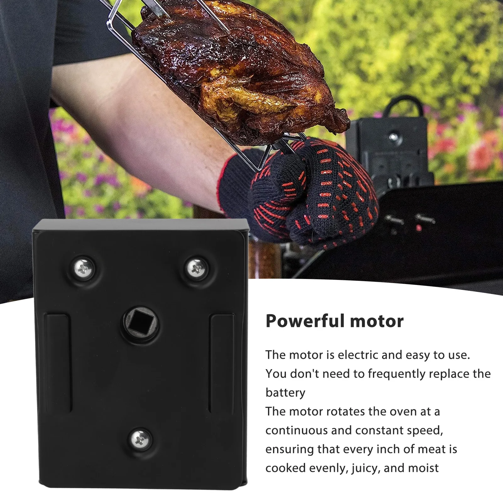 Grill Rotisserie Motor Aluminiumlegering - 70KG Belasting, 12V Krachtige BBQ Draaispit Motor Met USB Kabel