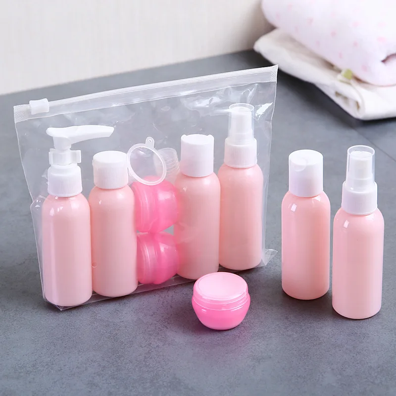 

50ml 9Pcs Travel Refillable Bottle Set Spray Lotion Shampoo Shower Tube Bottling Refill Cosmetic Cream Box Portable Container