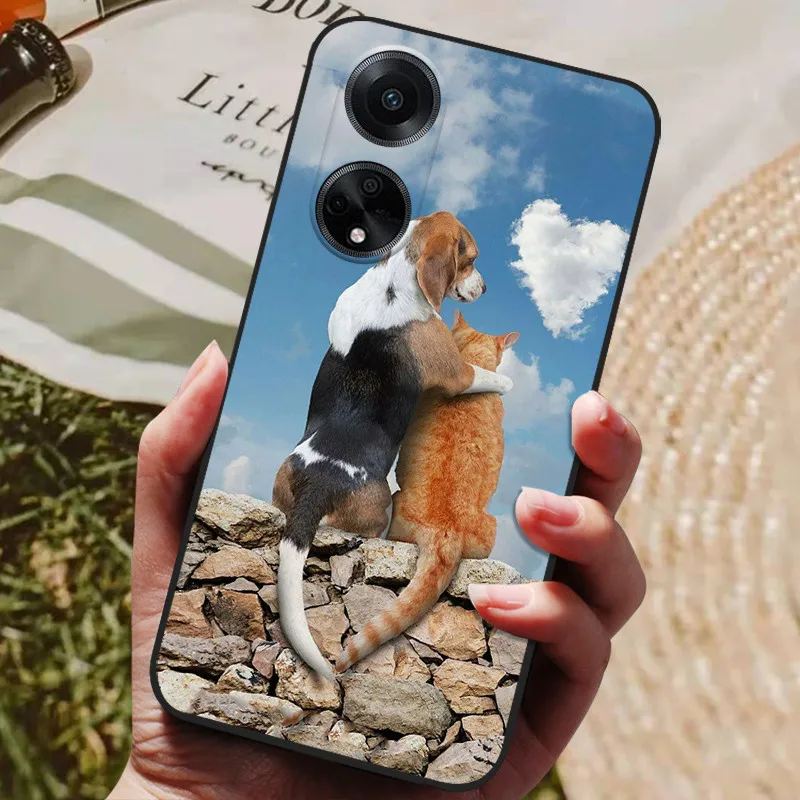 Stylish Black Silicone Painted Soft Phone Case - Premium TPU Protective Cover