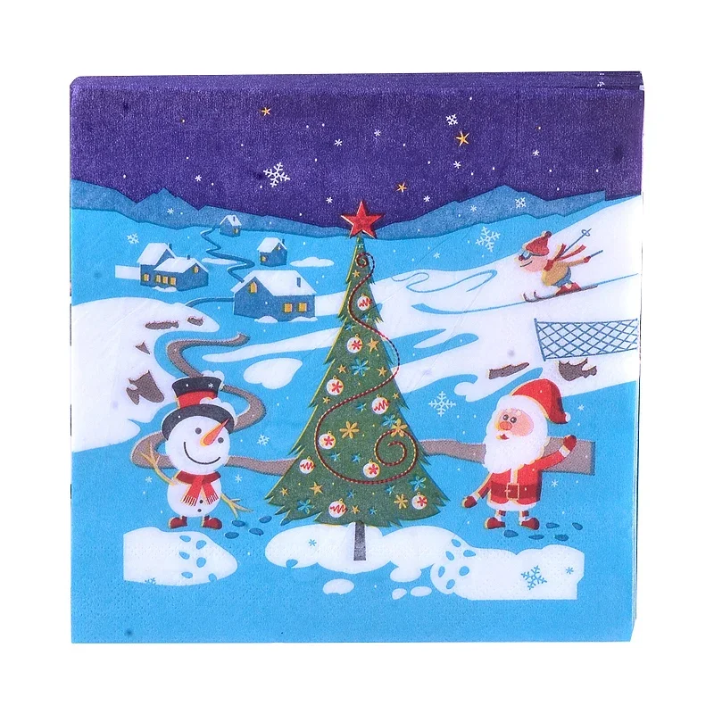Paper Napkins Disposable Paper Placemats Tissue Paper Decoration Multi Christmas Printed Paper Napkins Colourful Napkins Christmas Candles Old Man Deer PARTY Decoration 20pcs/pac
