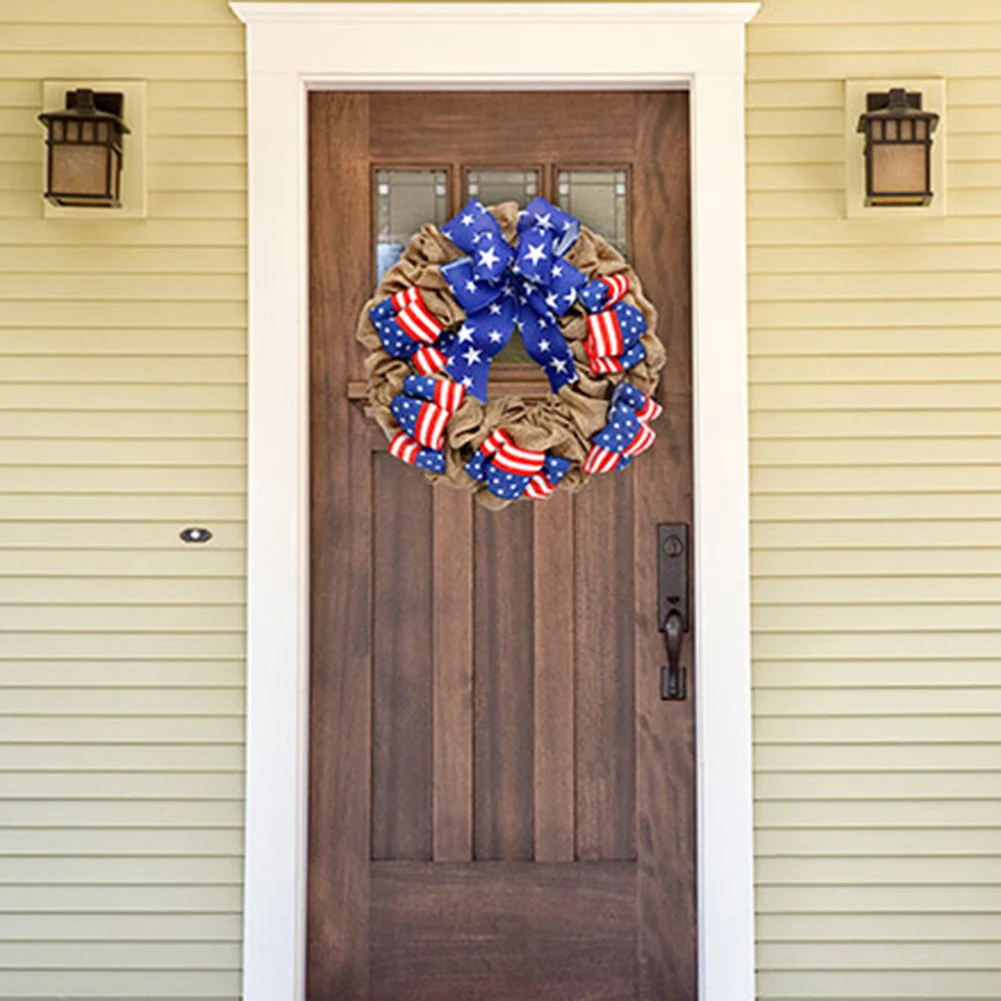 

Rustic Bicolor Ribbon Garland Lightweight Door Hanging Ornament Home Decoration