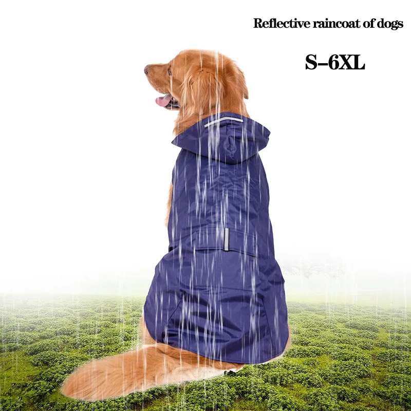 Dog Raincoat Waterproof Hoodie Jacket Rain Poncho Pet Rainwear Clothes Reflective Stripe Outdoor Dogs Raincoat Accessories dog raincoat