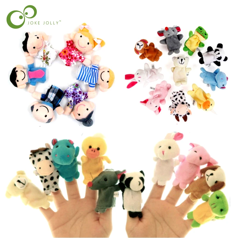 Baby Plush Toy Finger Puppets Tell Story Props 10pcs Animals Or 6pcs
