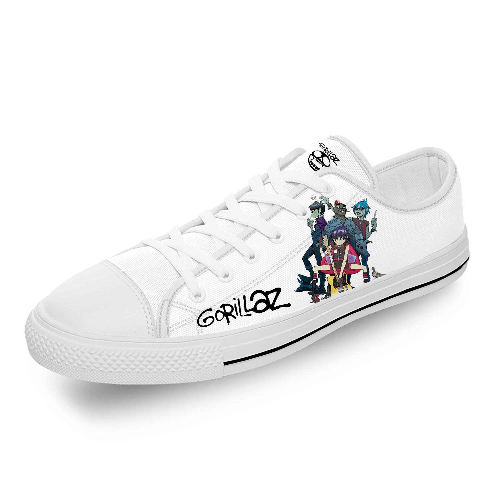 Gorillaz Rock Band ChakaKhan Cool White Cloth Fashion 3D Print Low Top Canvas Shoes Men Women Lightweight Breathable Sneakers