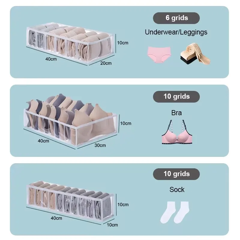 Closet clothes organizer For Underwear Socks Home Cabinet Divider Storage box Foldable Drawer