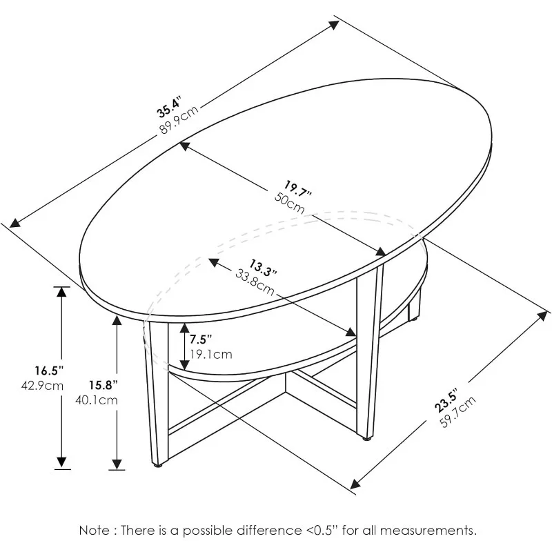 Coffee Table, 1-Pack, Columbia Walnut/Black 3