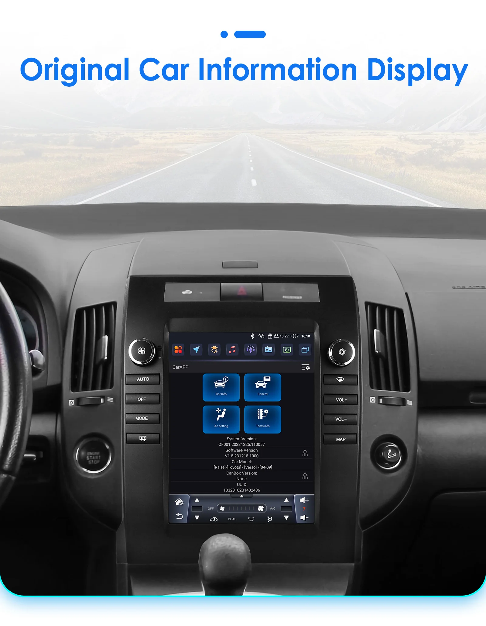 Hizpo 9,7-Zoll-Vertikalbildschirm-Android-Autoradio für Toyota Verso Corolla 2004-2009 2006 im Tesla-Stil mit Multimedia, Carplay, GPS und 4G – Detail 36