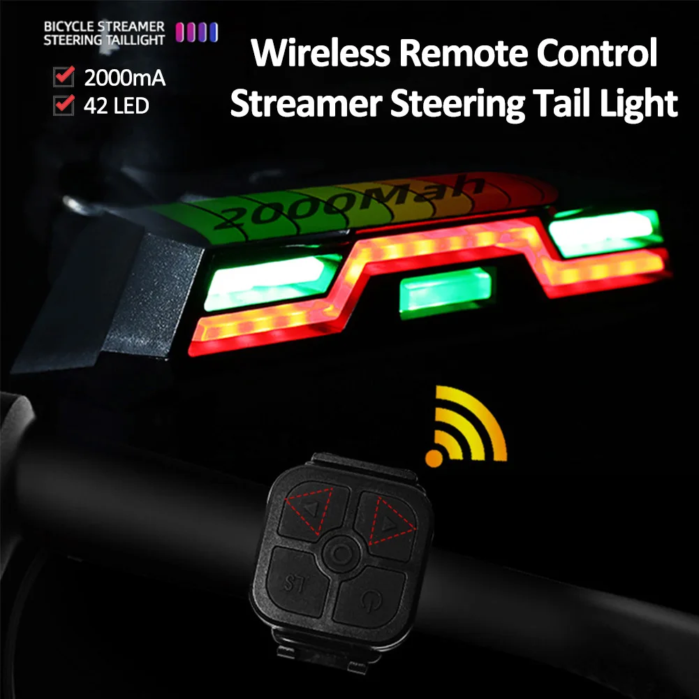 Led Wireless Remote Control Bike Taillight Usb Rechargeable Bicycle Rear Tail Light Turn Signal